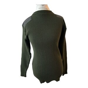 Vintage 80s USMC Military Commando Sweater Mens Large Green Wool Ribbed Patch